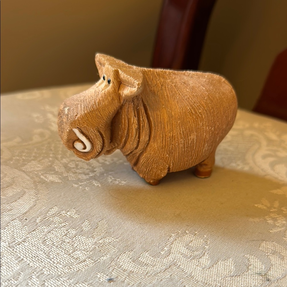Vintage Clay Artesania Rinconada moose, hippo, bull signed by artist